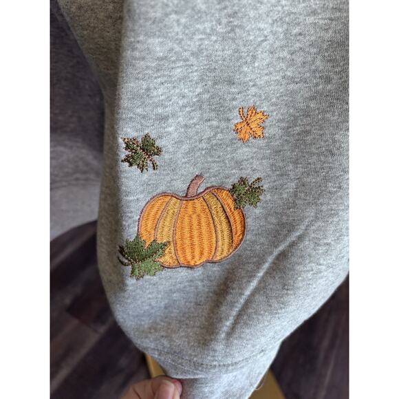 90s Grandma Sweatshirt Womens 3X Embroidered Fall Gnome Pumpkin Cardigan Sweater - Picture 3 of 7